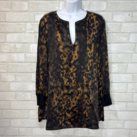 Lafayette 148 New York Black and Brown Patterned Tunic - Picture 4 of 12